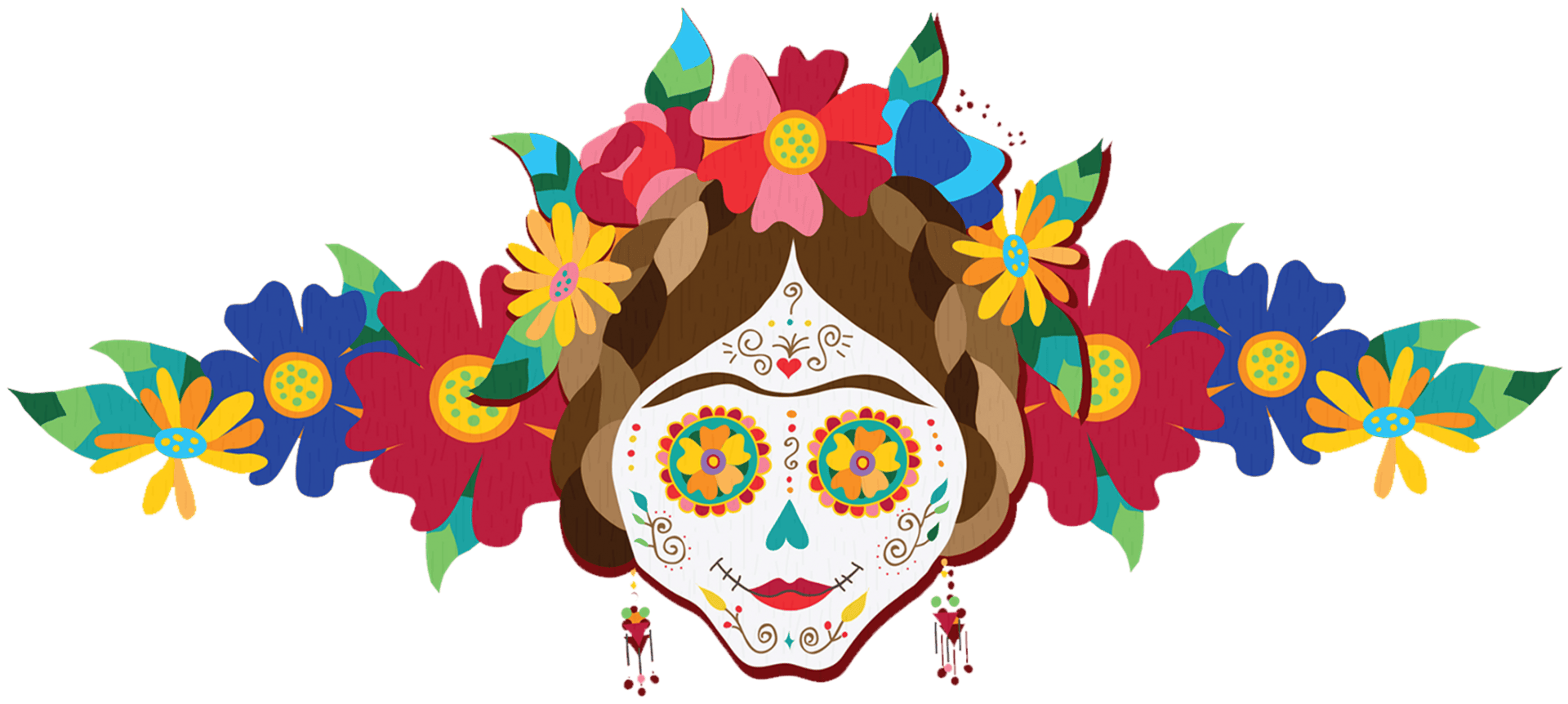 dia de los muertos skull transparent background