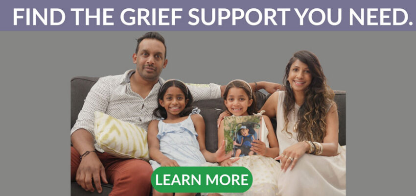 Find the Support you need. Image of family with mom, dad and two young children sitting on a couch.