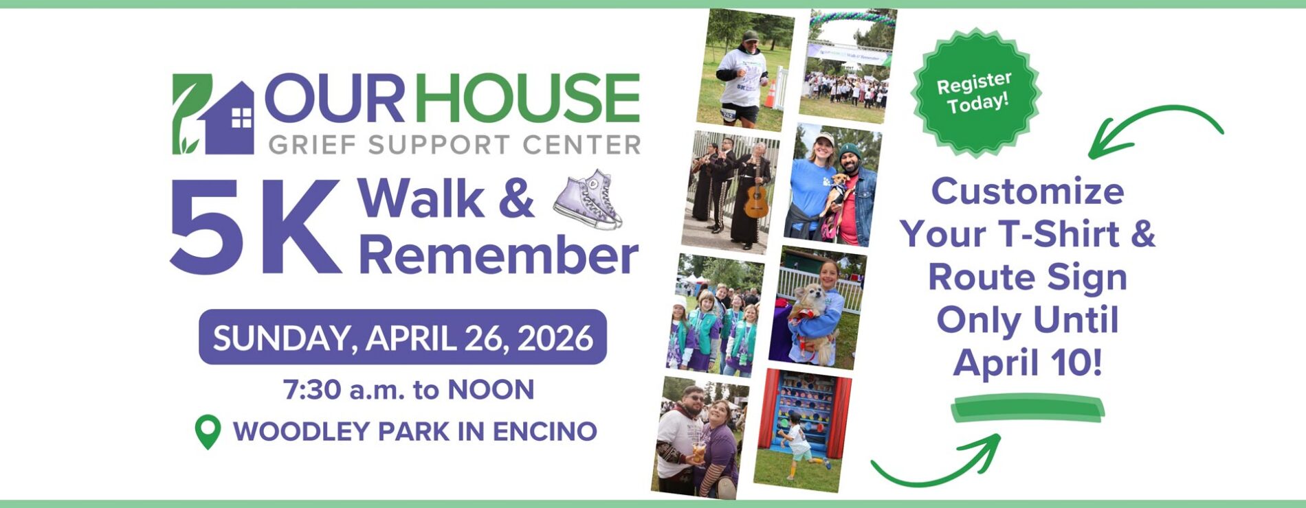 The Walk & Remember 5K is Sunday, April 26, 2026 at Woodley Park in Encino. Registration is OPEN. Customize your t-shirt and route sign - DEADLINE is April 10th